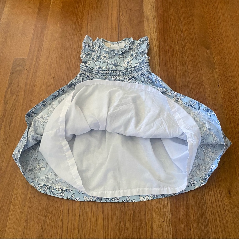 Bordino Smocked Floral Blue Kids Formal Dress - Picture 4 of 8
